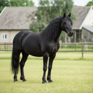 Majestic Black Friesian Stallion – Elegant, Powerful & Graceful